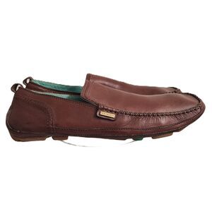 Ted Baker Brown Leather Slip On Loafers US 9 EU 42 Dress Shoes Square Toe